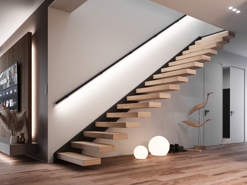 LED Handlauf Holz schwarz